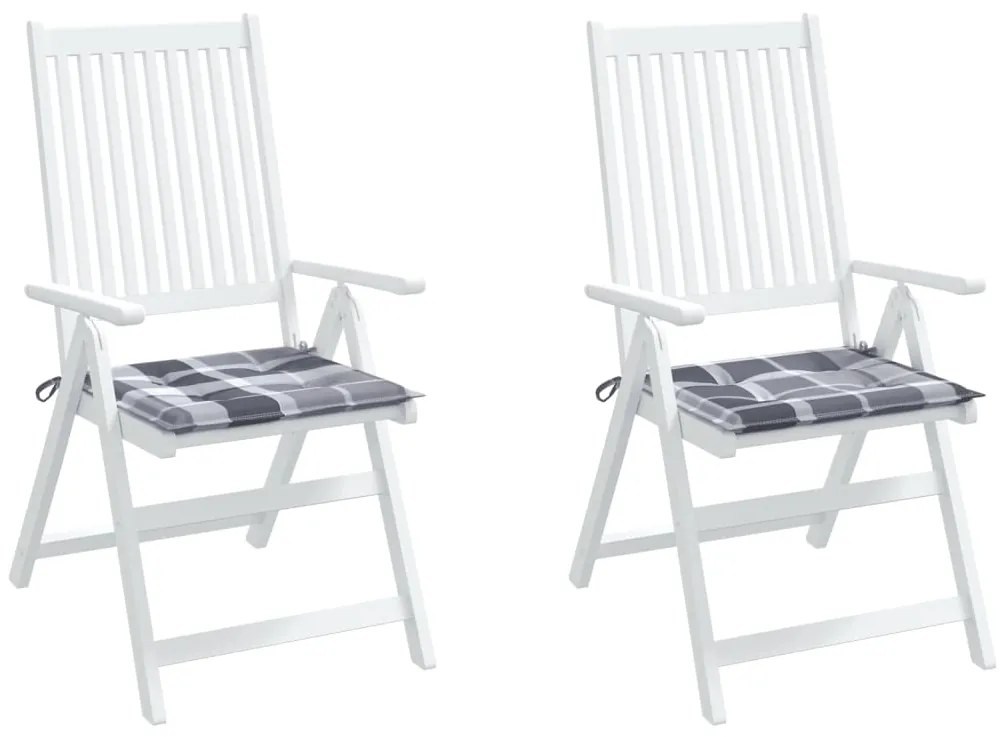 Almofadões cadeiras jardim 2pcs tecido oxford xadrez cinzento