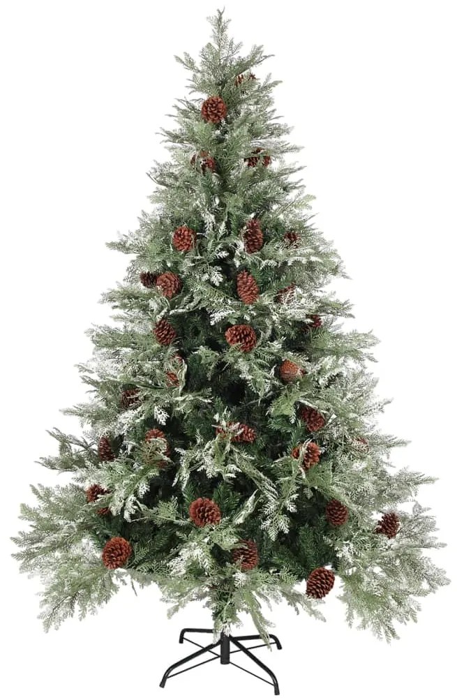 Árvore de Natal com pinhas 150 cm PVC e PE verde e branco