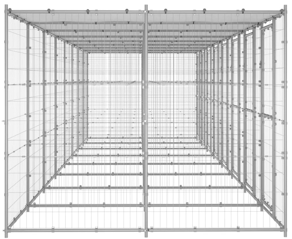Canil de exterior com telhado 19,36 m² aço galvanizado