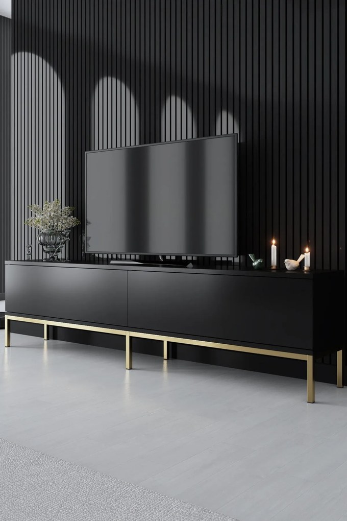 Móvel TV Lord – Preto e Dourado – 180 x 47 x 30 cm
