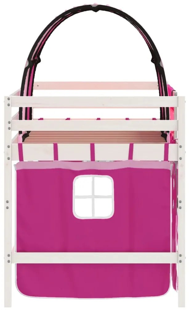Cama alta p/ criança c/ túnel 90x190 cm pinho maciço rosa