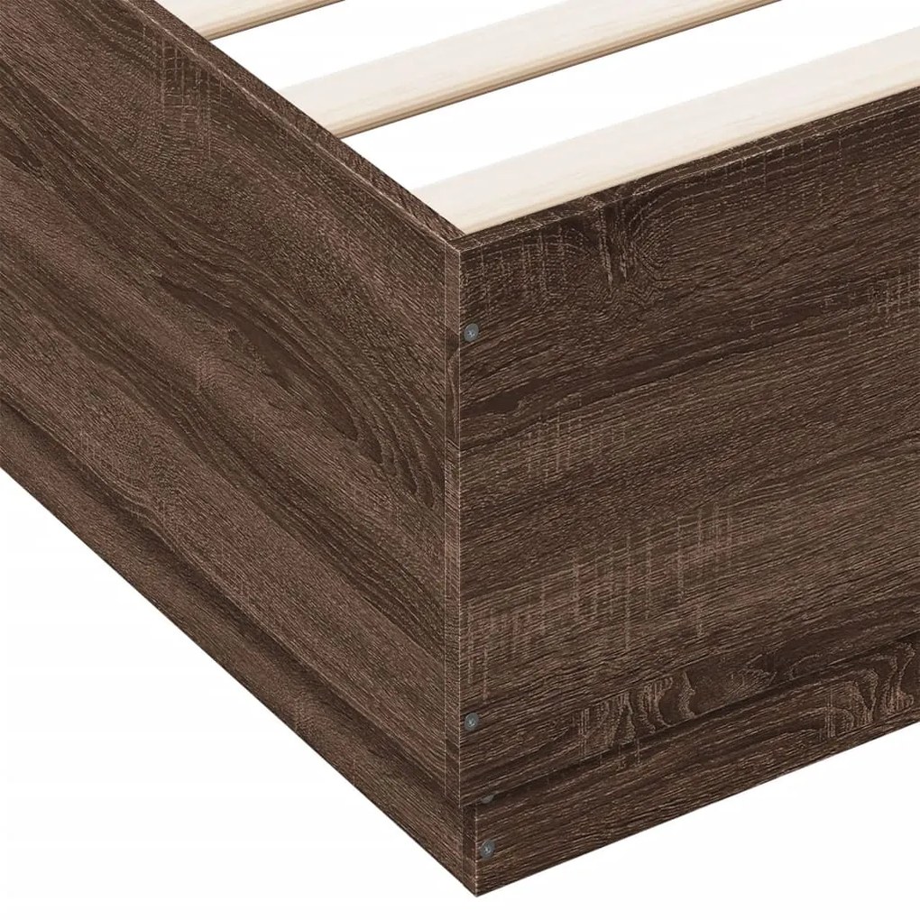 Estrutura de cama 200x200cm derivados madeira carvalho castanho