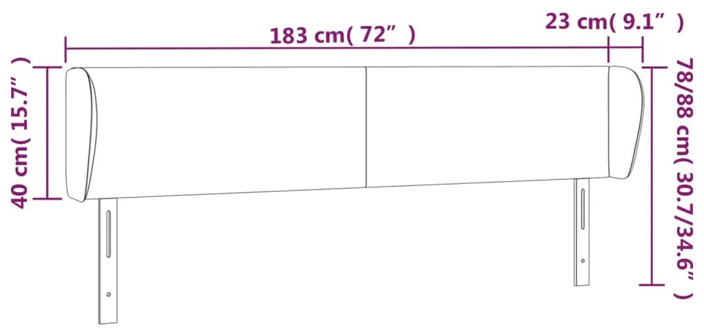 Cabeceira de cama c/ abas couro artificial183x23x78/88cm branco