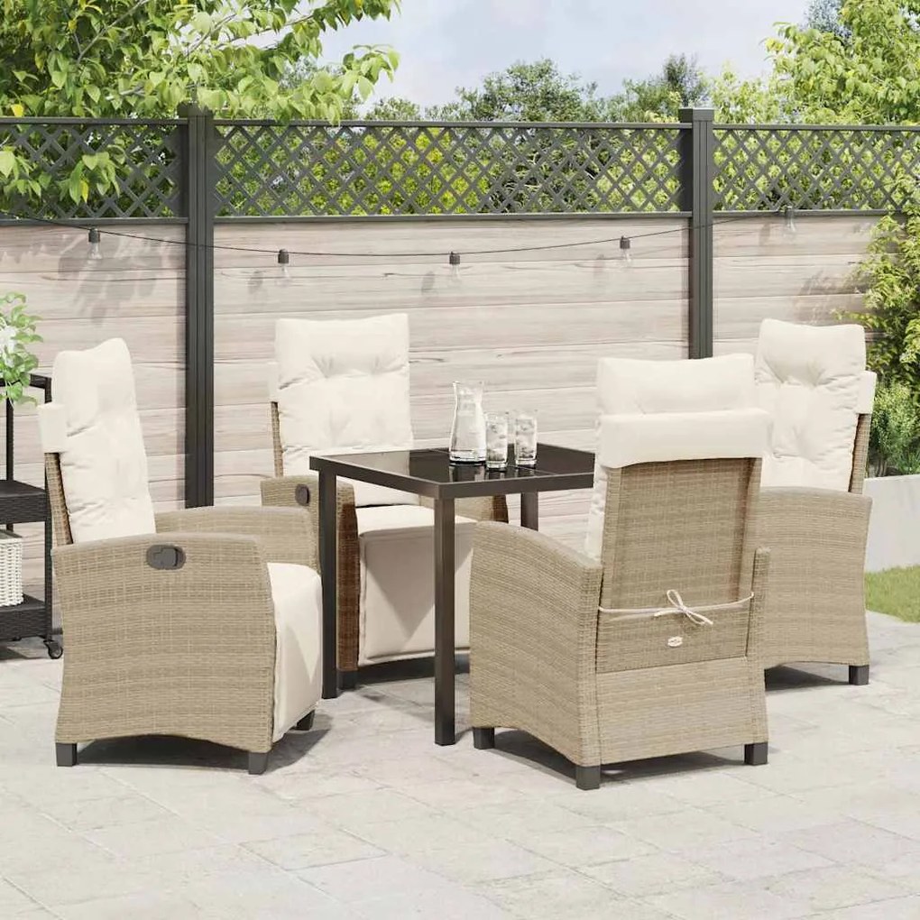 Conjunto de Jantar de Jardim com 5 Peças em Rattan e Poliéster Beijinh