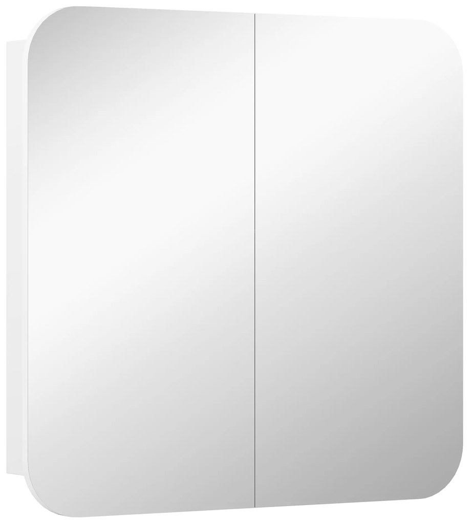 HOMCOM Armário de Casa de Banho com Espelho Design com Bordas Curvas com Prateleiras Ajustáveis 68x13x66 cm Branco