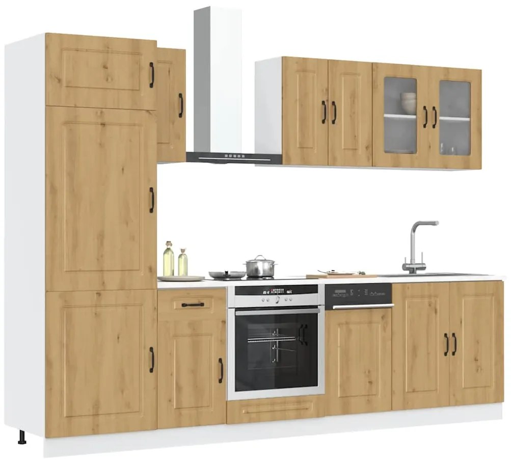 vidaXL 8 peças armário de cozinha conjunto Kalmar carvalho artisiano