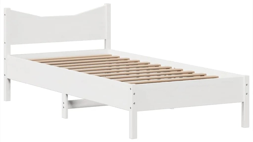 Cama sem colchão 90x200 cm madeira de pinho maciça branco