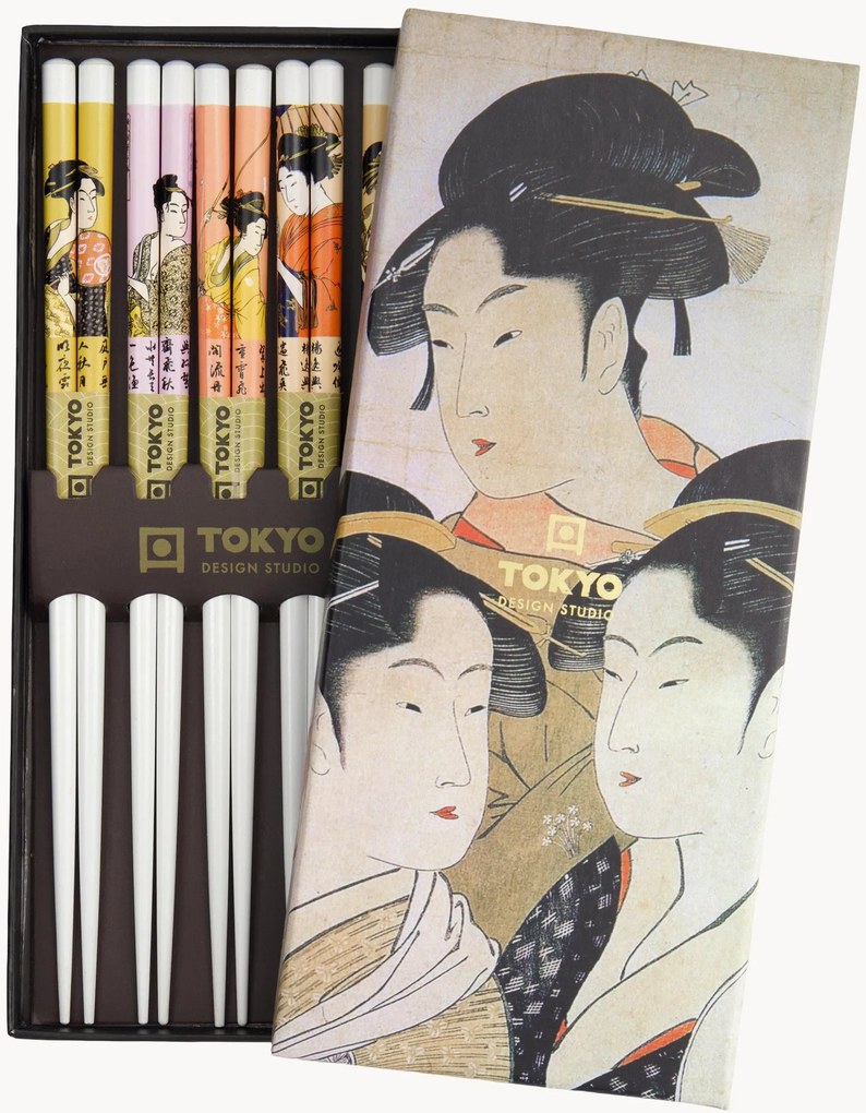 Pauzinhos de bambu Geisha, conjunto de 5