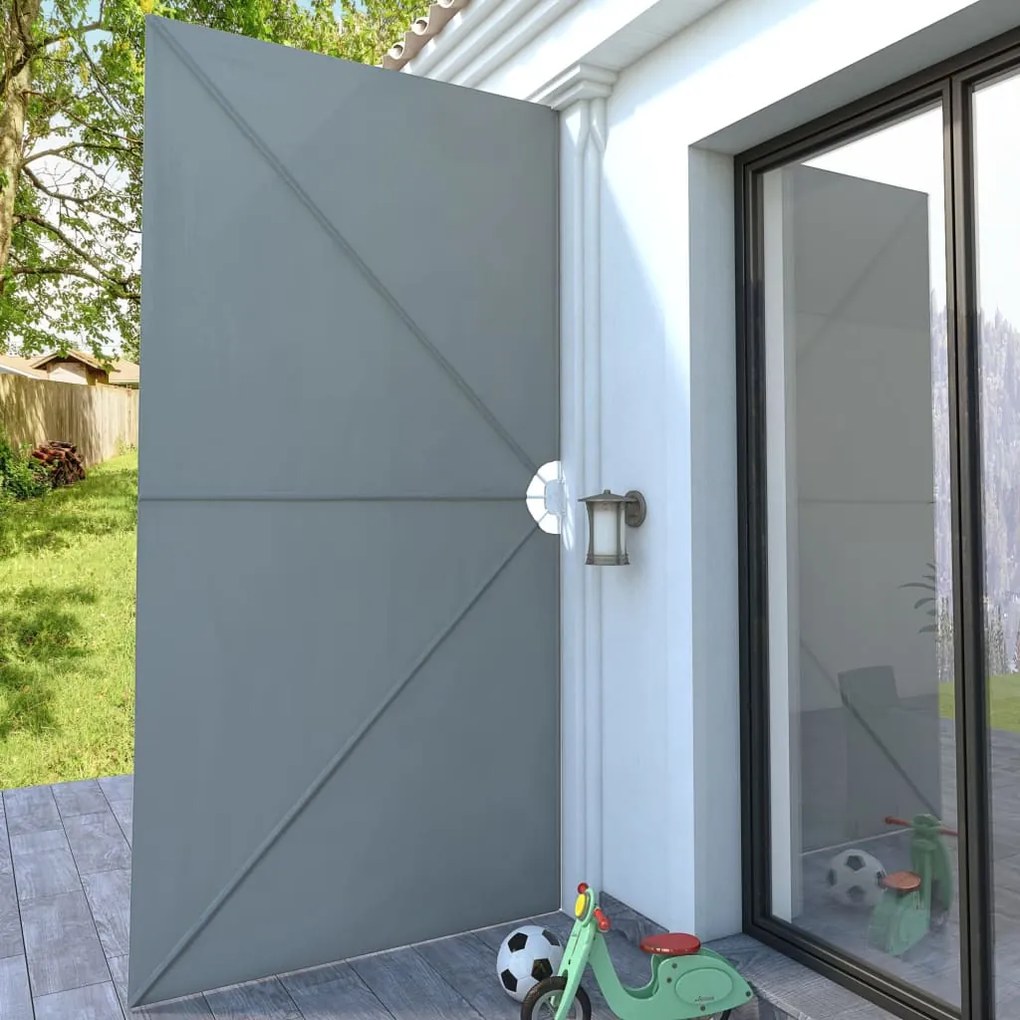 Toldo lateral dobrável para terraço 400x200 cm cinzento