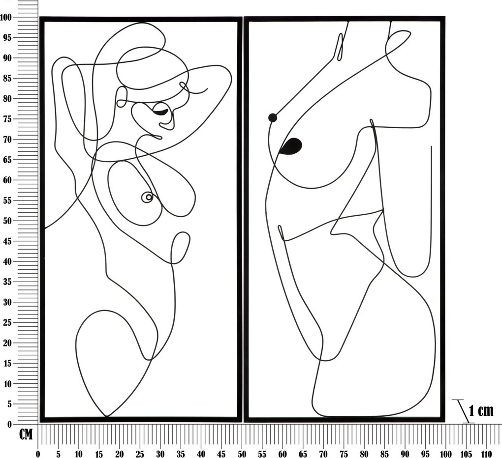 PAINEL DE PAREDE DE FERRO CORPO SIMPLES CONJUNTO 2 PEÇAS CM 50X1X100 PRETO