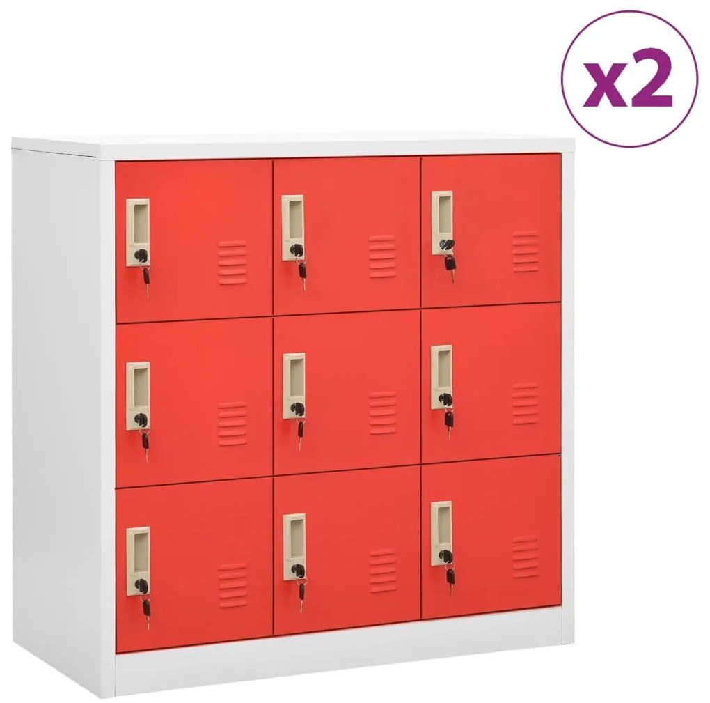 Cacifos 2 pcs 90x45x92,5 cm aço cinzento-claro e vermelho