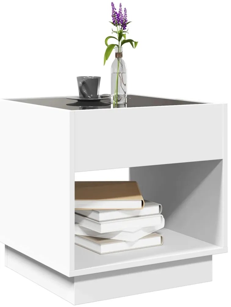Mesa de centro luzes LED Infinity 40x40x50 cm branco