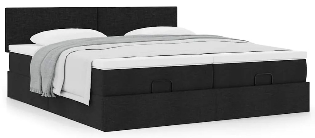 63 / 5,000vidaXL Estrutura de cama otomana com colchões tecido preto
