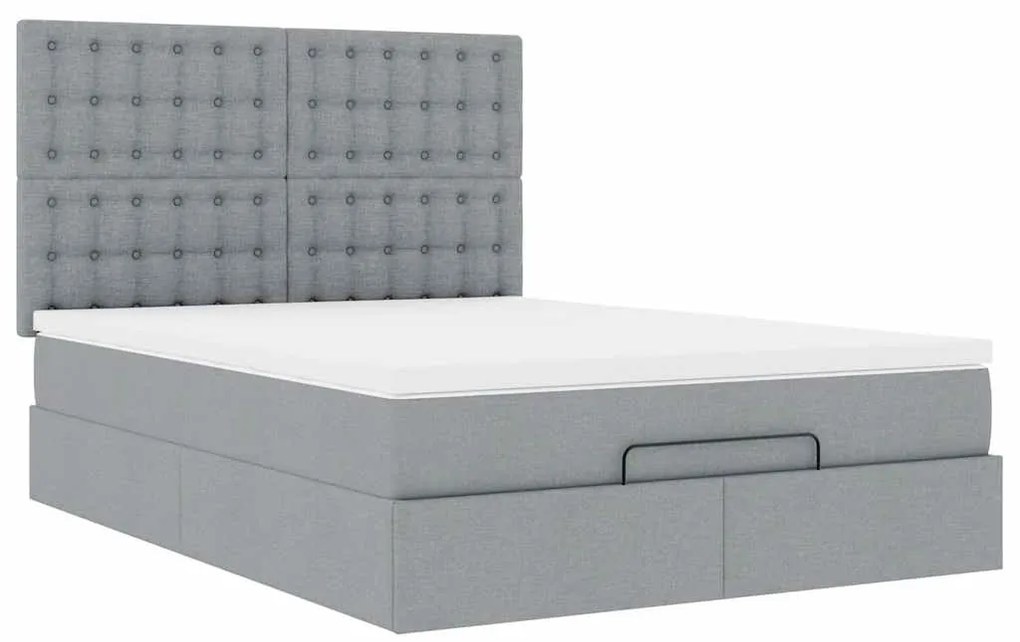 Estrutura de cama otomana com colchão 140x190 cm cinzento claro