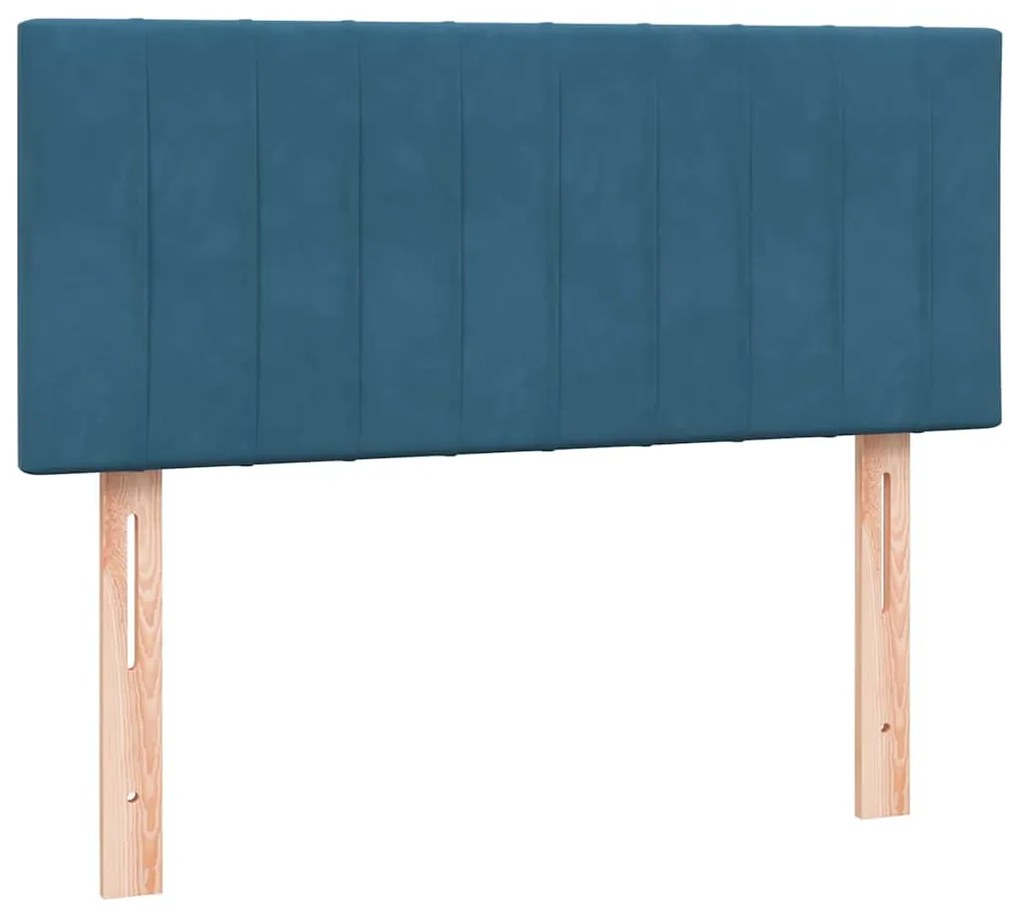 Cama com molas/colchão 120x210 cm veludo azul-escuro