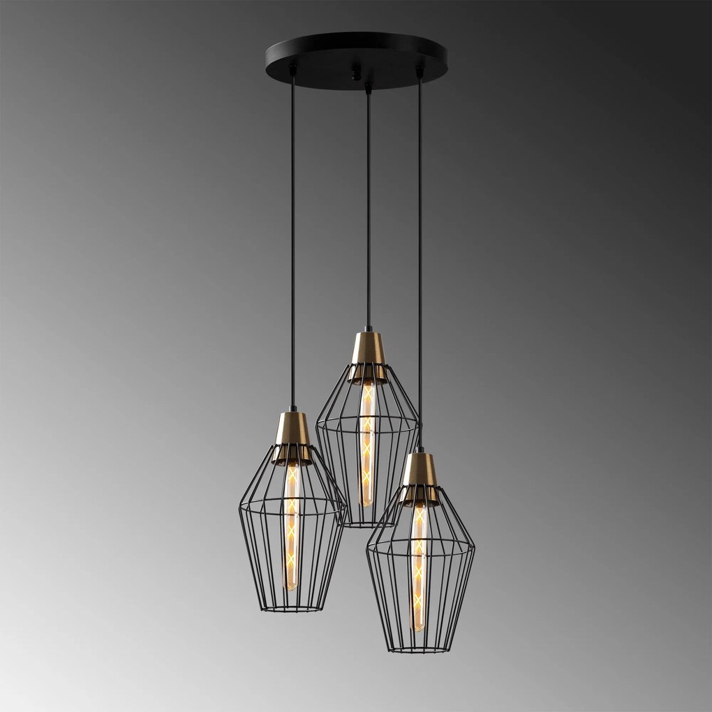 Candeeiro de Teto Wire – Preto – 44 x 44 cm