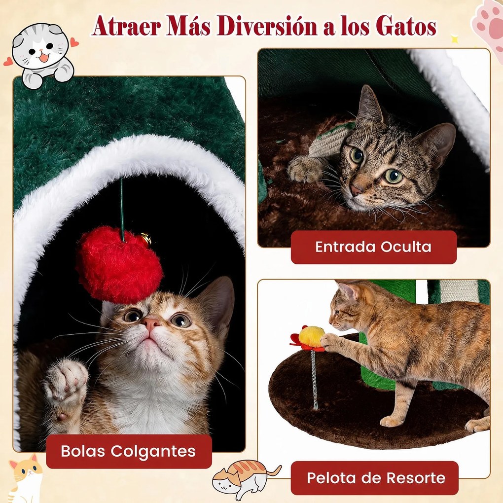 Árvore para Gatos, 60 x 60 x 137,5 cm, Design Natalício, Verde
