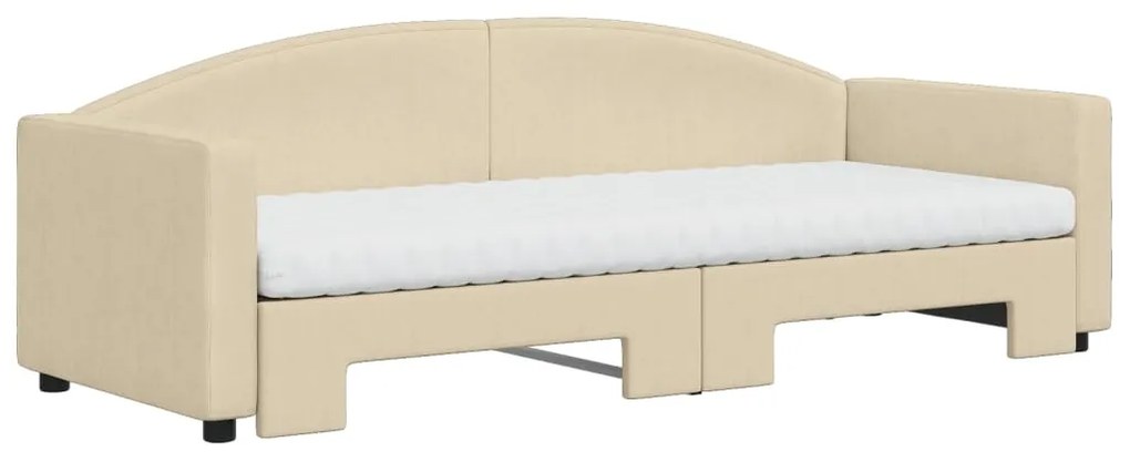 Sofá-cama c/ gavetão e colchões 80x200 cm tecido cor creme
