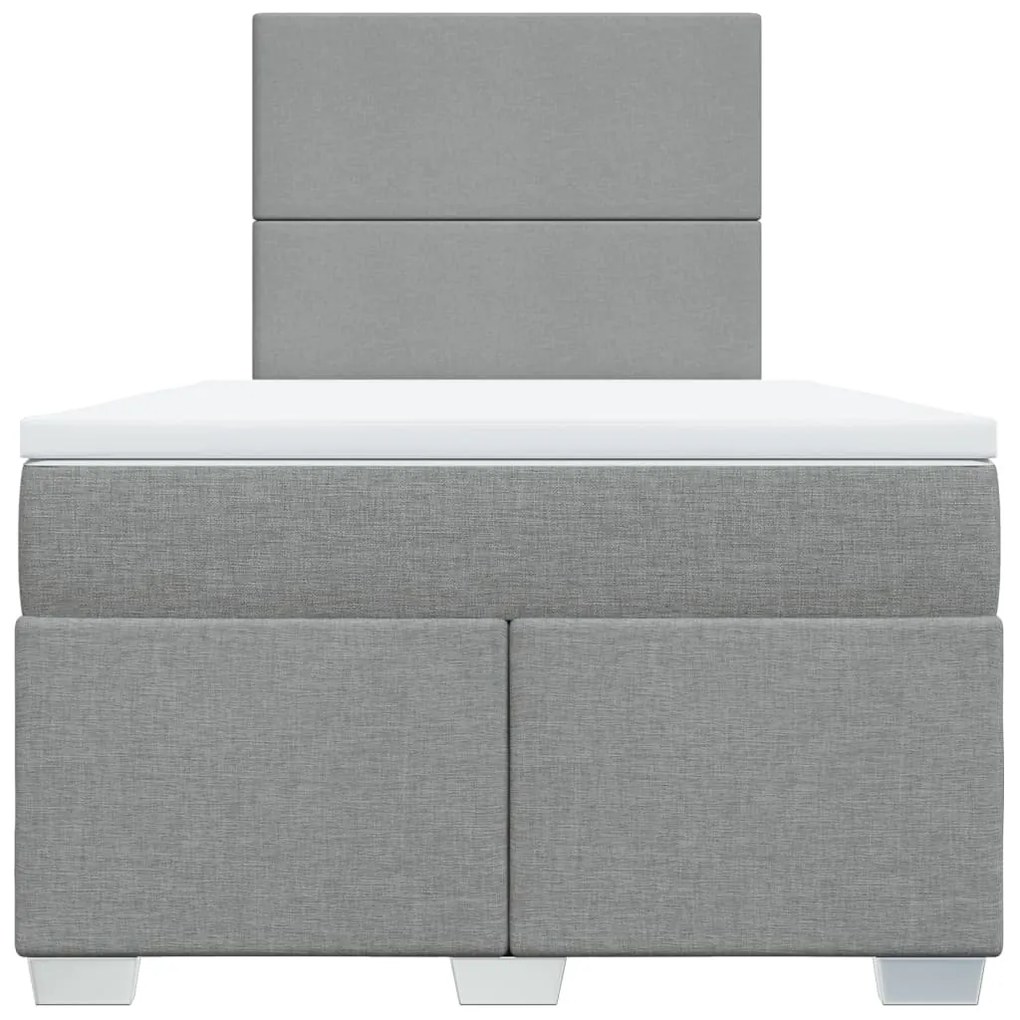 Cama boxspring com colchão 120x190 cm tecido cinzento-claro