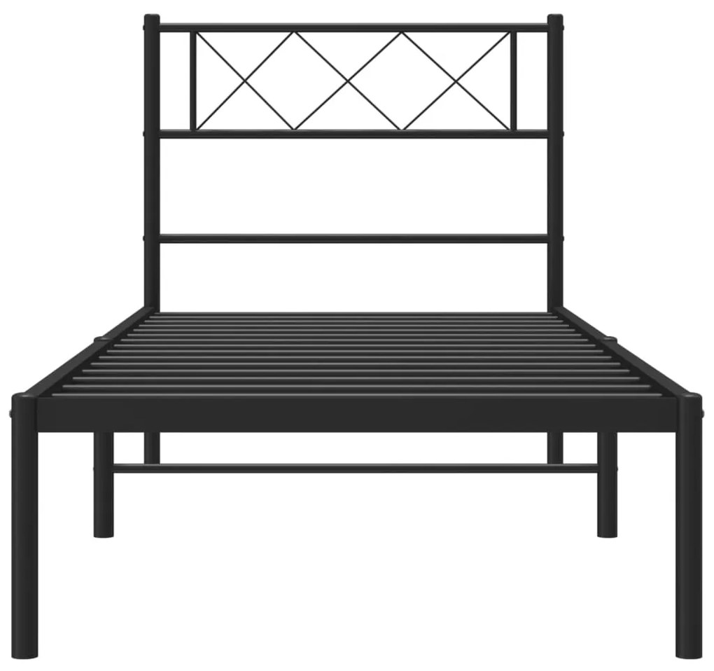 Estrutura de cama com cabeceira 90x190 cm metal preto