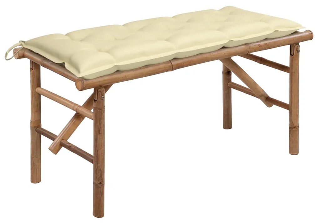 Banco de jardim dobrável com almofadão 118 cm bambu