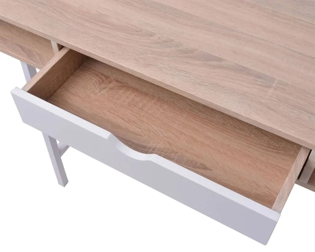 Mesa com 1 gaveta, cor carvalho e branco