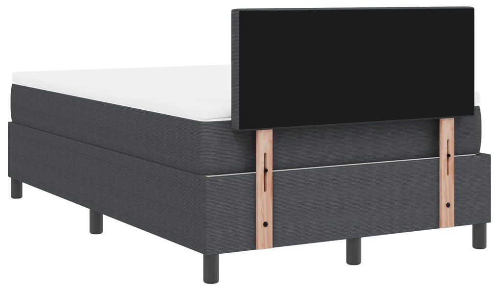Cama Box Spring com Colchão Cinza Escuro 120x200 cm Tecido de Corduroy
