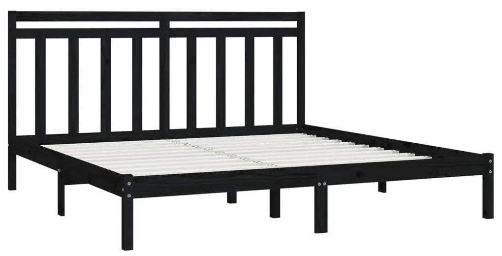 Estrutura de cama 200x200 cm madeira maciça preto