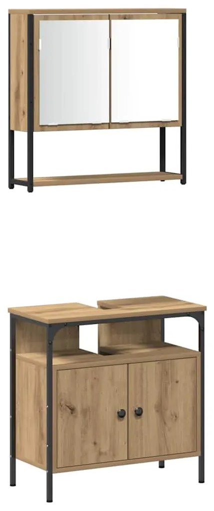 Conjunto de Móveis para Banheiro com 4 Peças em Carvalho Artesanal.