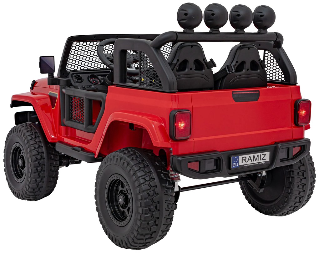 Jipe elétrico para Crianças OFF-ROAD 3.0 12V 4x4 Rodas Espuma EVA, Assento couro ecológico Vermelho