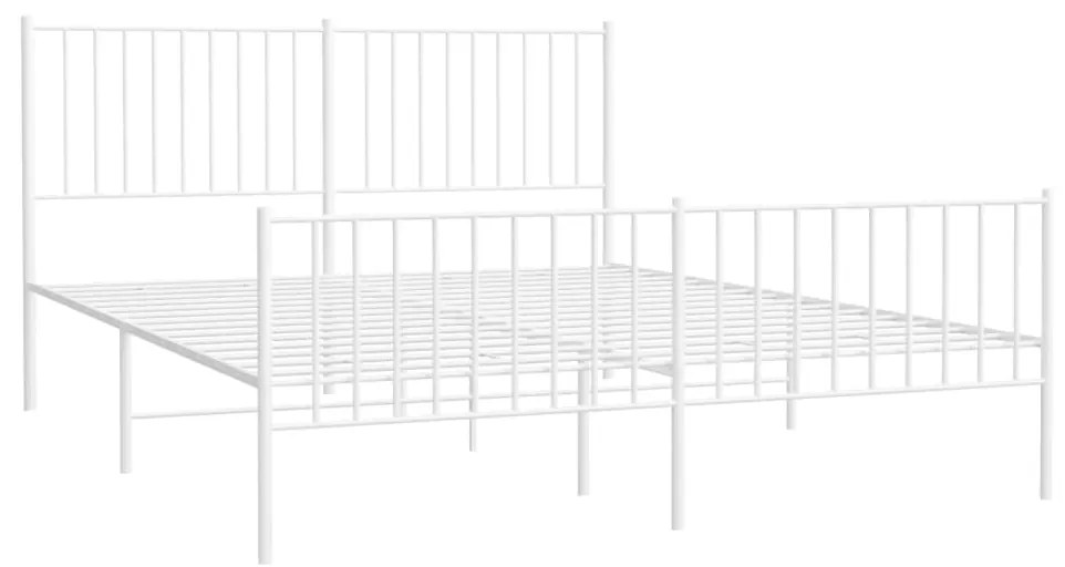 Estrutura de cama com cabeceira e pés 160x200 cm metal branco