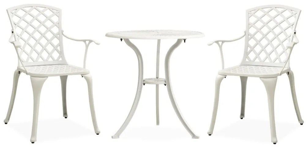 3 pcs conjunto de bistrô alumínio fundido branco