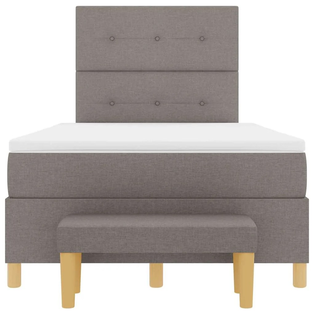 Cama Box com Colchão e Banco vidaXL Taupe 120x200 cm Tecido