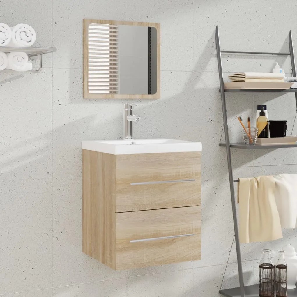 804821 vidaXL Armário de casa de banho com espelho 41x38,5x48 cm cor sonoma