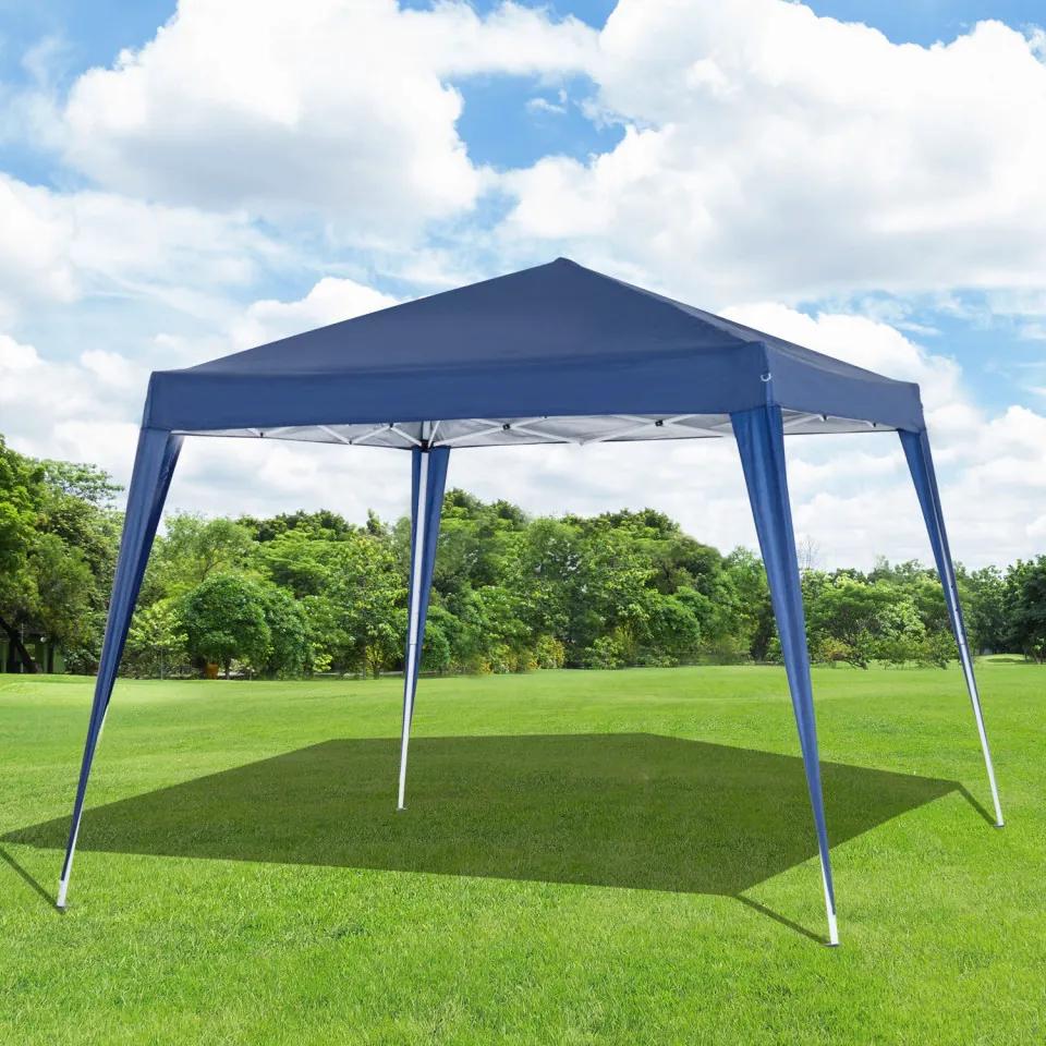 Outsunny Tenda dobrável 3x3m Gazebo de jardim Pop Up Desenho de aço e capa de tecido Oxford azul