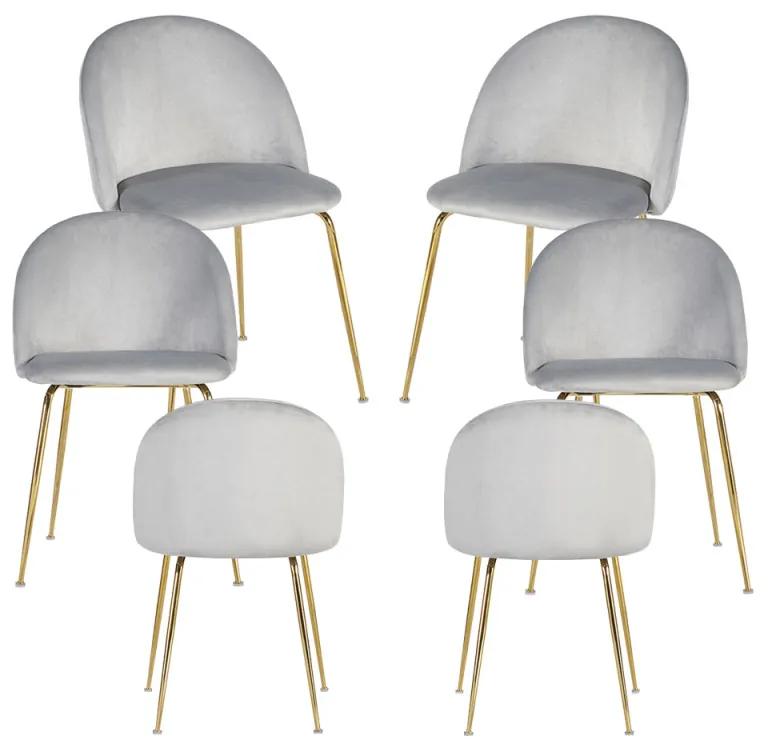 Pack 6 Cadeiras Golden Dalnia Veludo - Cinza claro