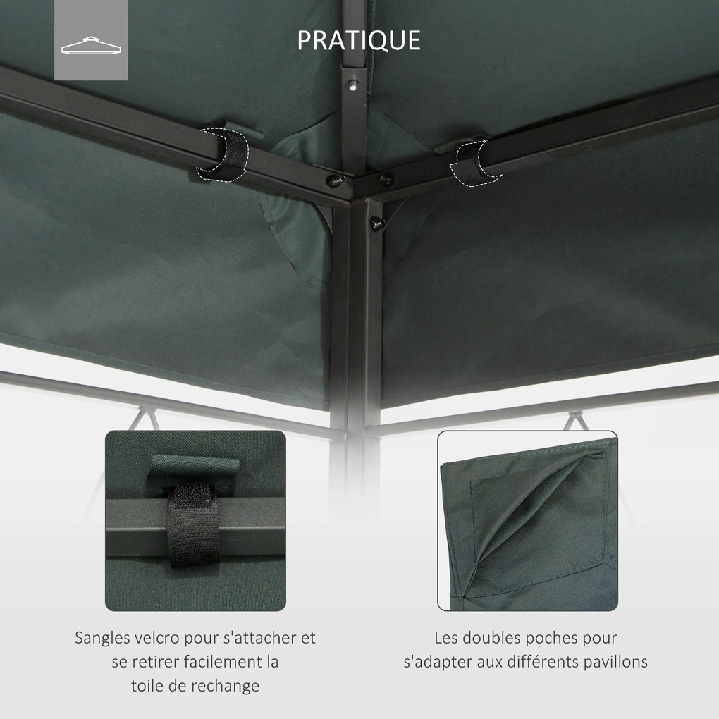 Tela de substituição para toldo de tenda, 3 x 4 (ESTRUTURA NÃO INCLUIDA) m, em poliéster de alta densidade, 180 g/m², cinzenta