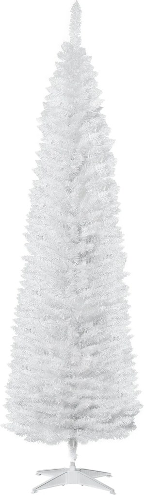 HOMCOM Árvore de Natal Artificial 210 cm Ignífugo com 199 Ramos de PVC Decoração de Natal para Interiores Branco | Aosom Portugal