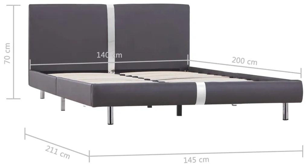 Estrutura de cama 140x200 cm couro artificial cinzento