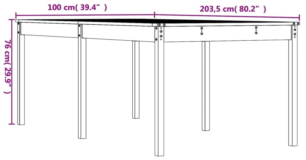 Mesa de jardim 203,5x100x76 cm pinho maciço castanho-mel