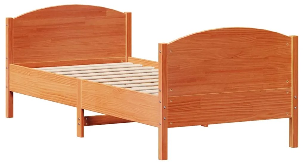 Cama sem colchão 90x190 cm madeira de pinho maciça castanho-mel