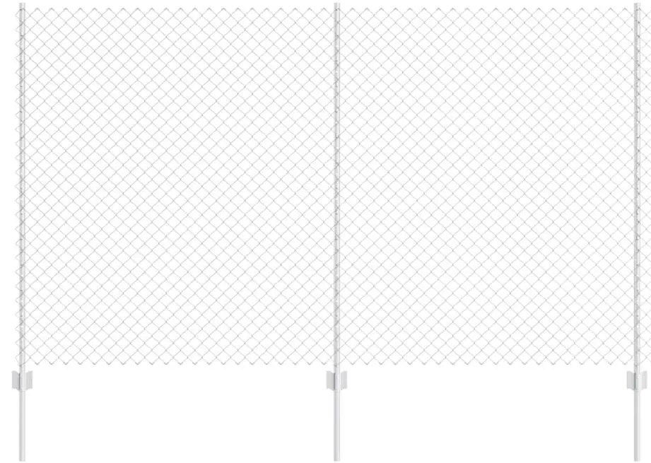 Cerca de Chain Link com 20 U Posts Prateado 1.4x10 m Aço