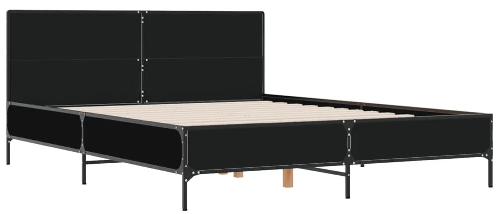 Estrutura de cama 160x200 cm derivados de madeira/metal preto
