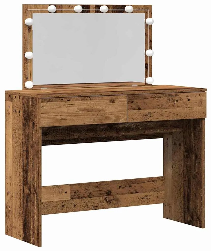 Mesa de Maquiagem com LED Madeira Velha 100x40x120 cm