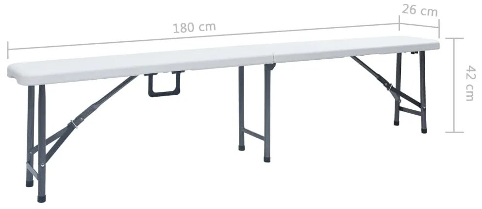 Bancos de jardim dobráveis 2 pcs 180 cm PEAD branco