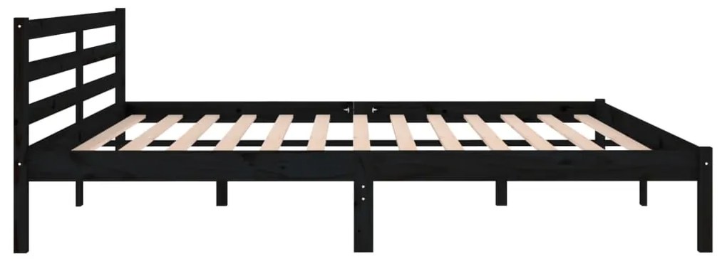 Estrutura de cama 200x200 cm pinho maciço preto
