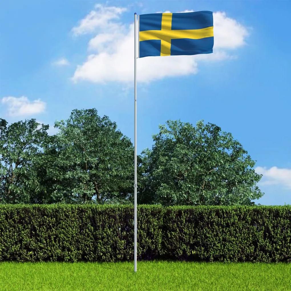 3053355 vidaXL Bandeira da Suécia com mastro de alumínio 6 m