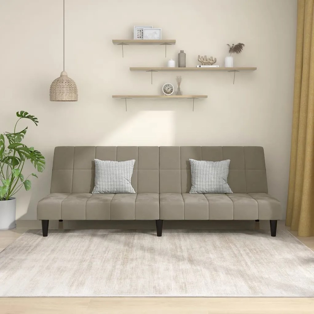 337502 vidaXL Sofá-cama de 2 lugares veludo cinzento-claro