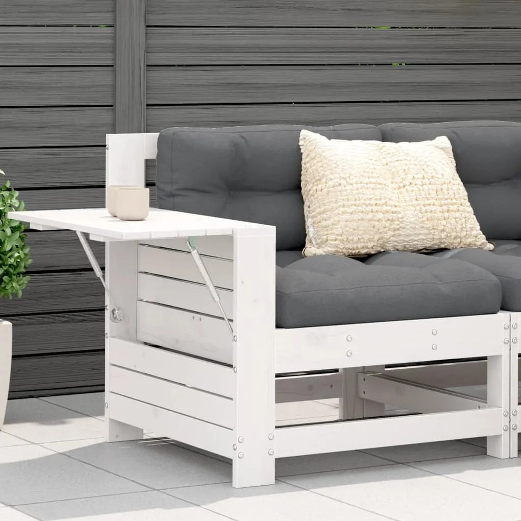 vidaXL Sofá de jardim com almofadão madeira de pinho maciça branco