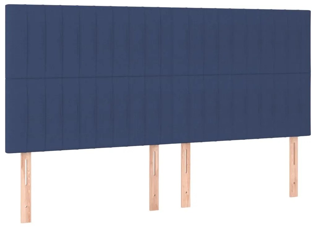 Cama box spring c/ colchão e LED 180x200 cm tecido azul